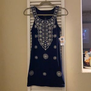 INC Navy sleeveless tunic top NWTs